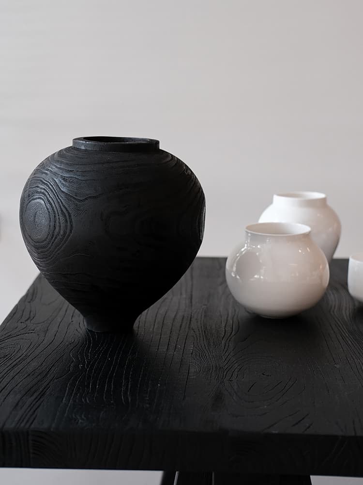 Wood Black Vase
